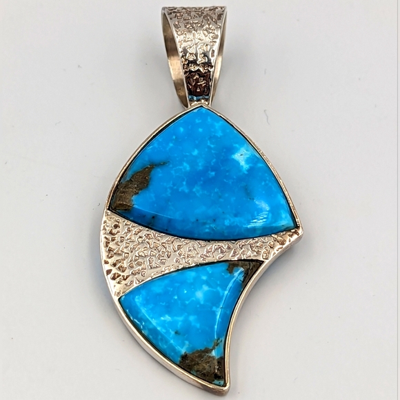 JAY KING Turquoise Reversible Sterling Silver pendant DTR 925 - Picture 1 of 13